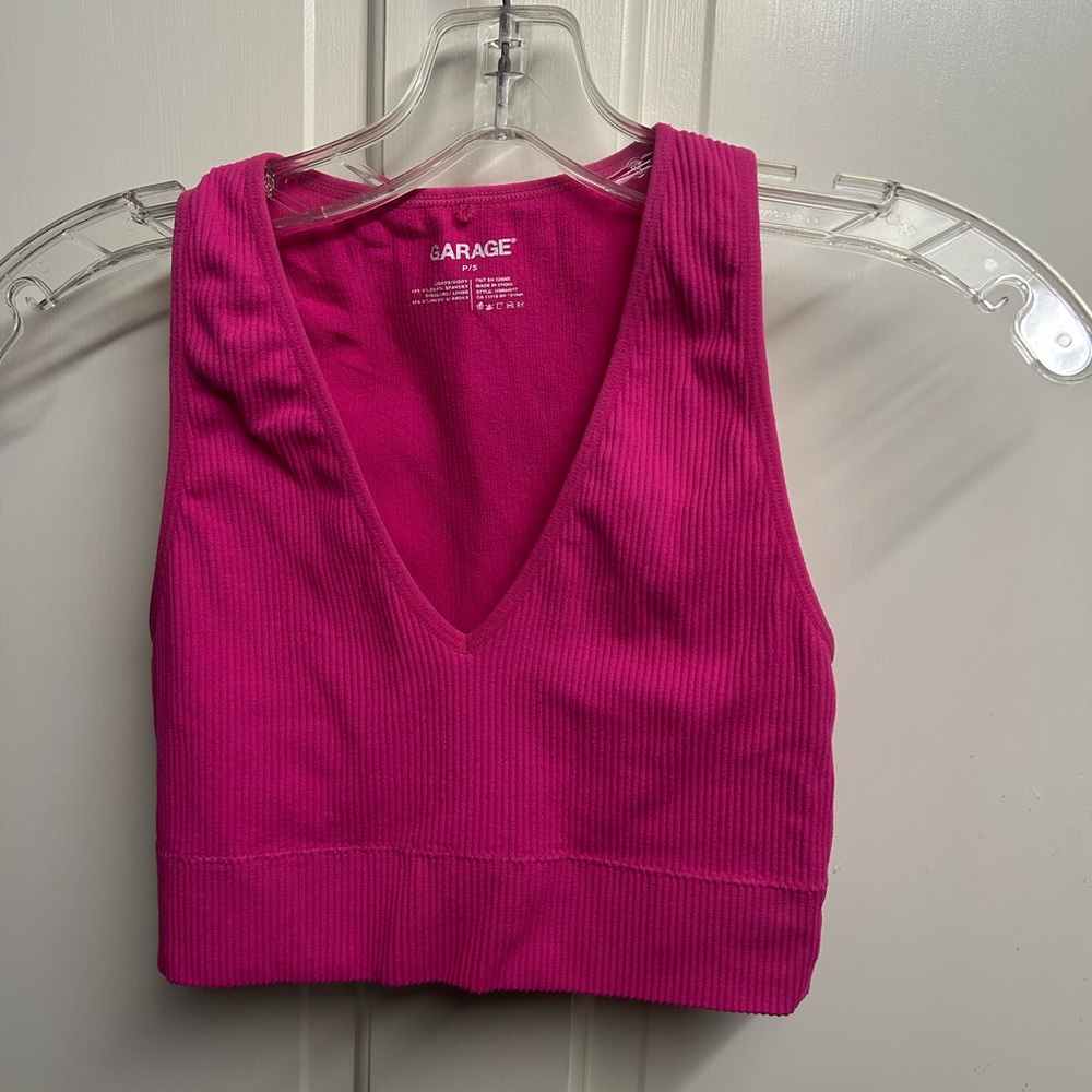 Garage Women's Pink Ribbed Crop Top